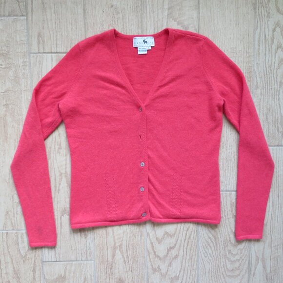 Saks Fifth Avenue 100% Cashmere Collection Vintage Cardigan Sweater Red Size S - Picture 1 of 7